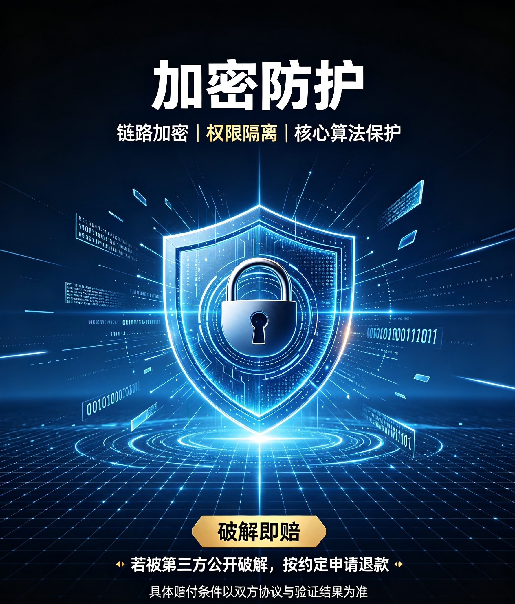 加密防护视觉：盾牌与链路保护